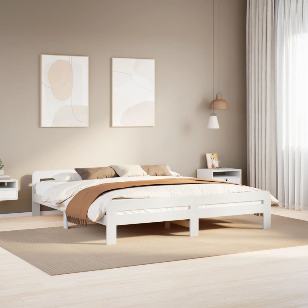 VidaXL Bedframe zonder matras massief grenenhout wit 180x200 cm