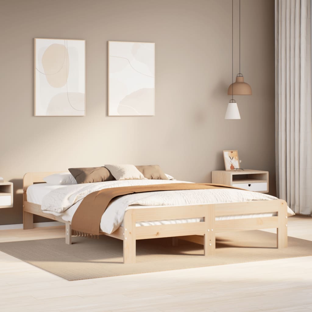 VidaXL Bedframe zonder matras massief grenenhout 140x190 cm