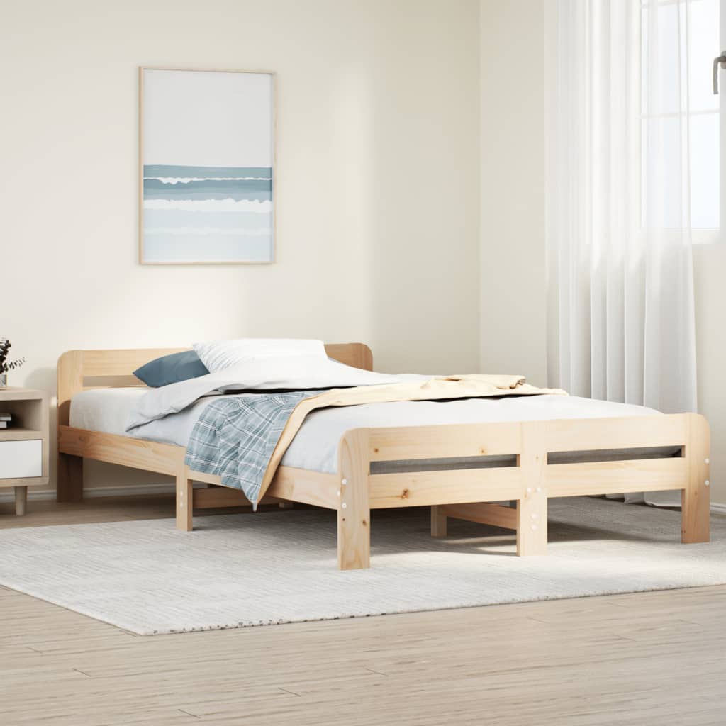 VidaXL Bedframe zonder matras massief grenenhout 135x190 cm