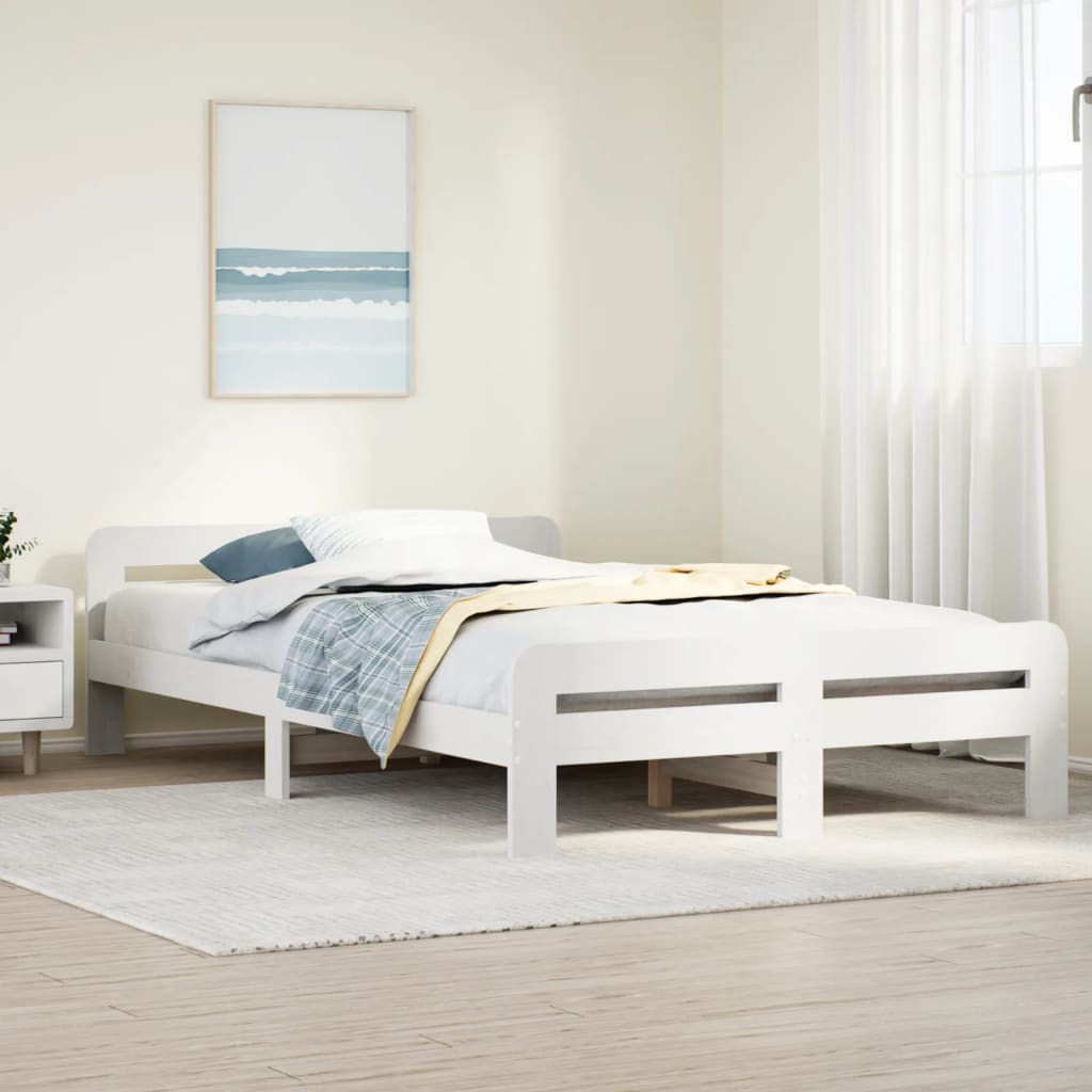 VidaXL Bedframe zonder matras massief grenenhout wit 120x190 cm