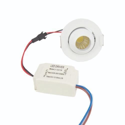 SILAMP Mini Verstelbare Led-inbouwspot 3w Cob 45° Rond - Koud Wit 6000k - 8000k