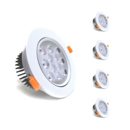 SILAMP Ronde Verstelbare Led-inbouwspot 12w 80° (5 Stuks) - Neutraal Wit 4000k - 5500k