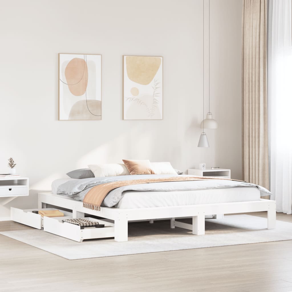 VidaXL Bedframe zonder matras massief grenenhout wit 200x200 cm