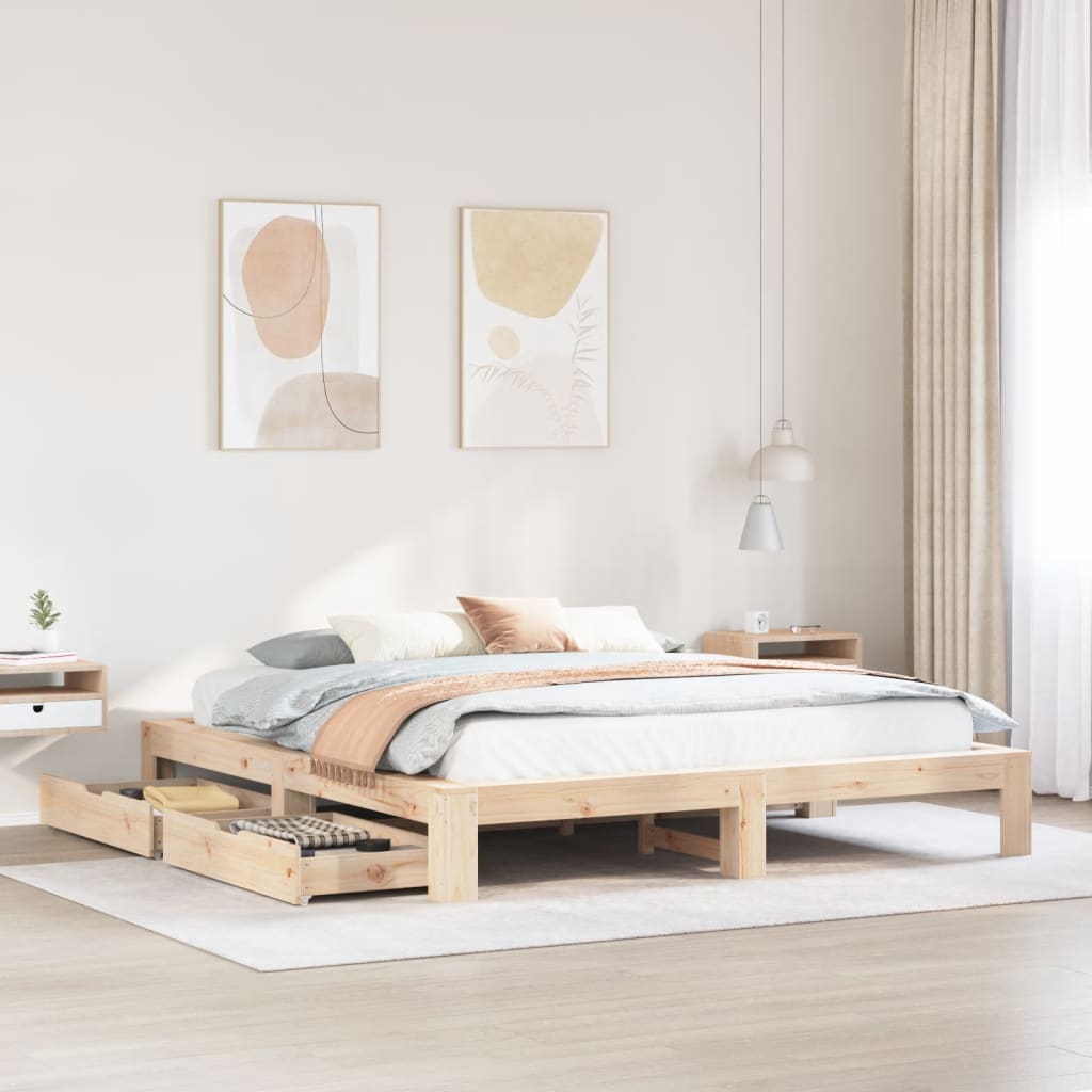 VidaXL Bedframe zonder matras massief grenenhout 180x200 cm