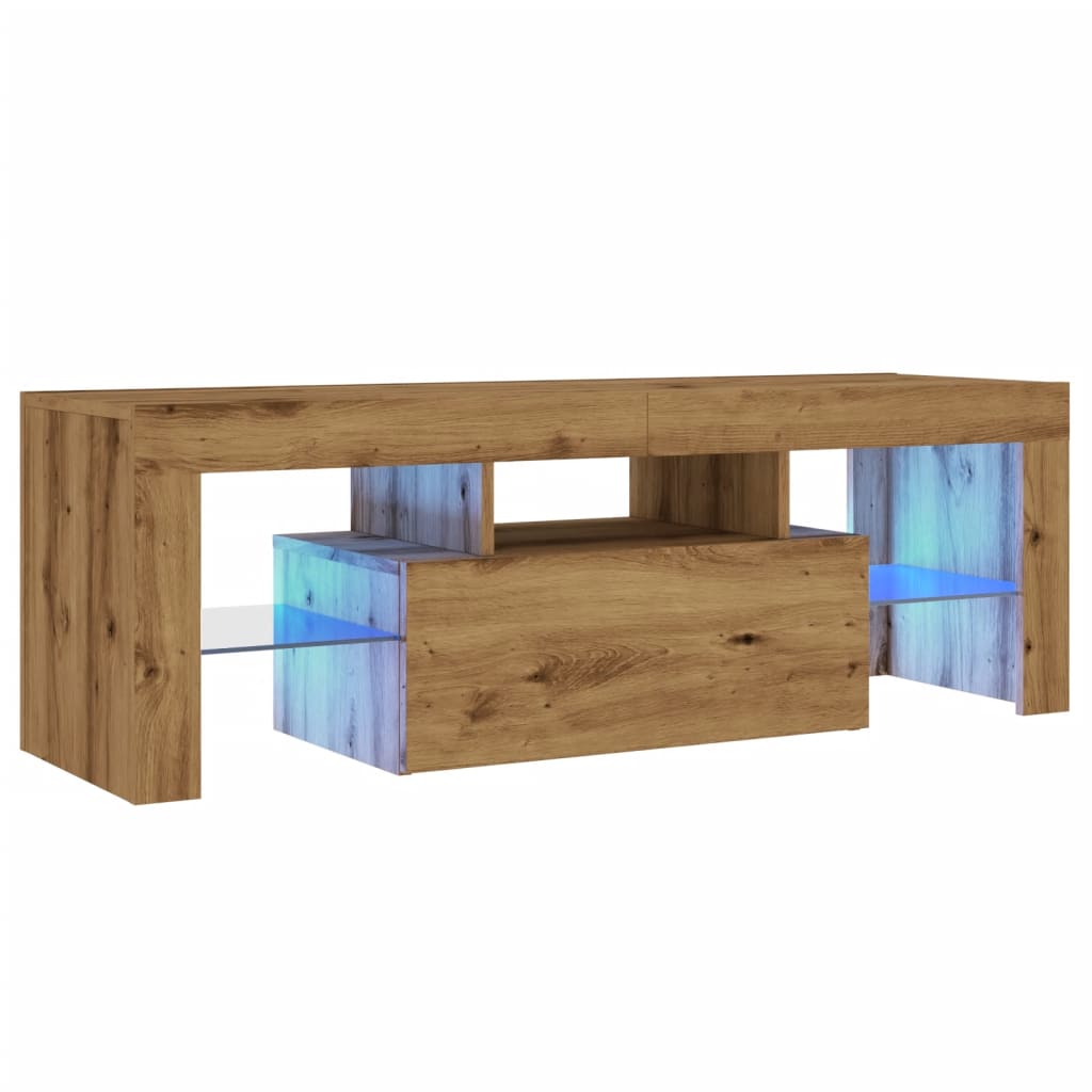 vidaXL Tv-meubel met LED 120x36,5x40 cm bewerkt hout artisanaal eiken