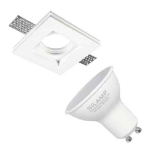 SILAMP Witte Vierkante Gu10 Ledspotsteunkit 100x100mm Met 6w Ledlamp Neutraal