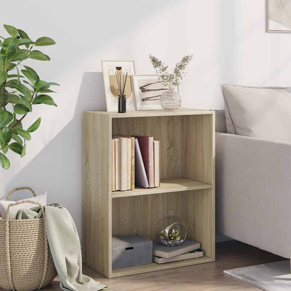 vidaXL Boekenkast 2 schappen 60x30x76,5 cm bewerkt hout sonoma eiken