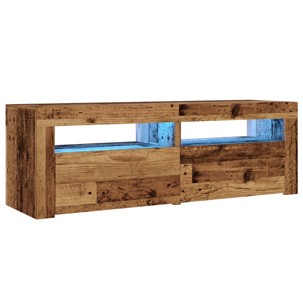 vidaXL Tv-meubel met LED 120x35x40 cm bewerkt hout oud hout