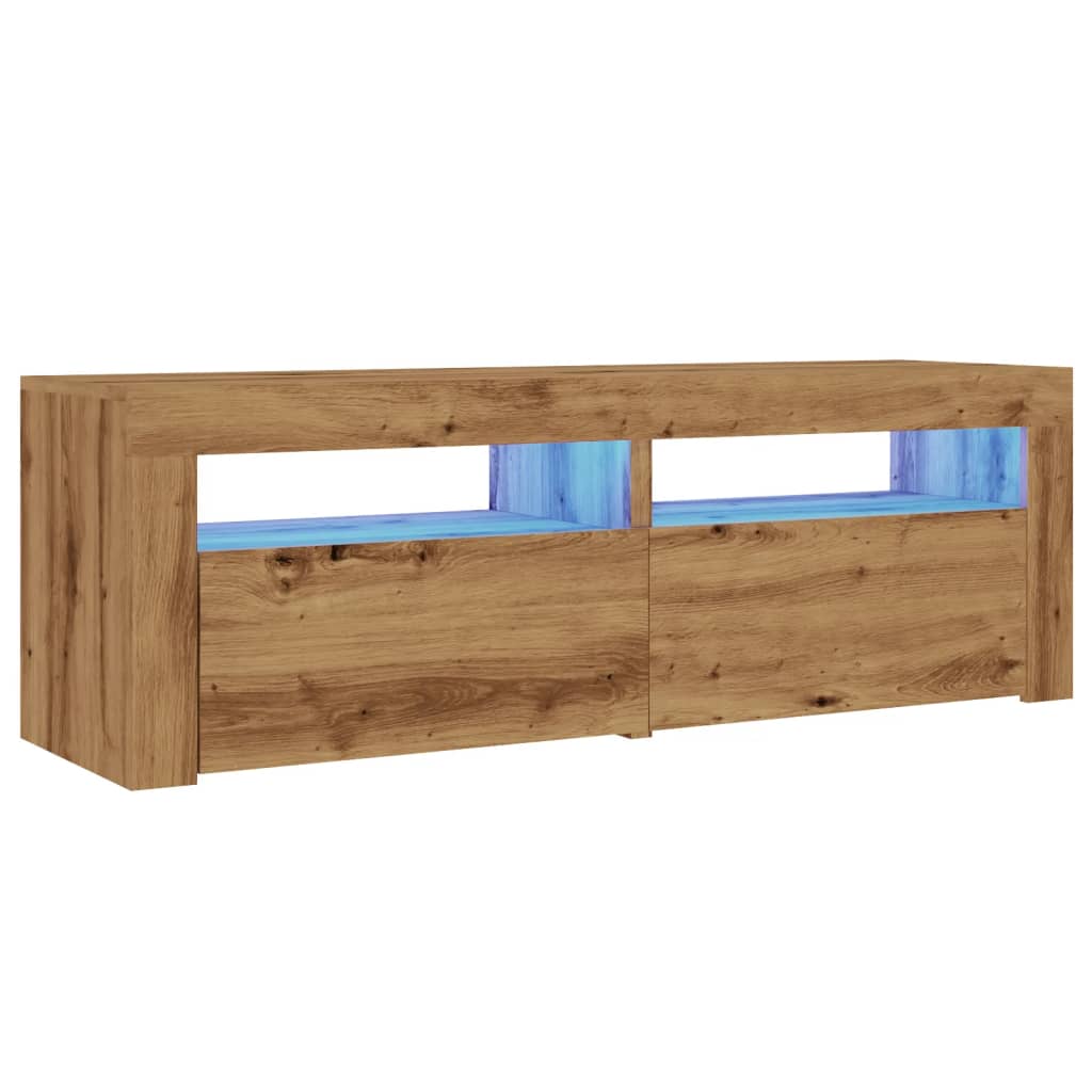 vidaXL Tv-meubel met LED 120x35x40 cm bewerkt hout artisanaal eiken