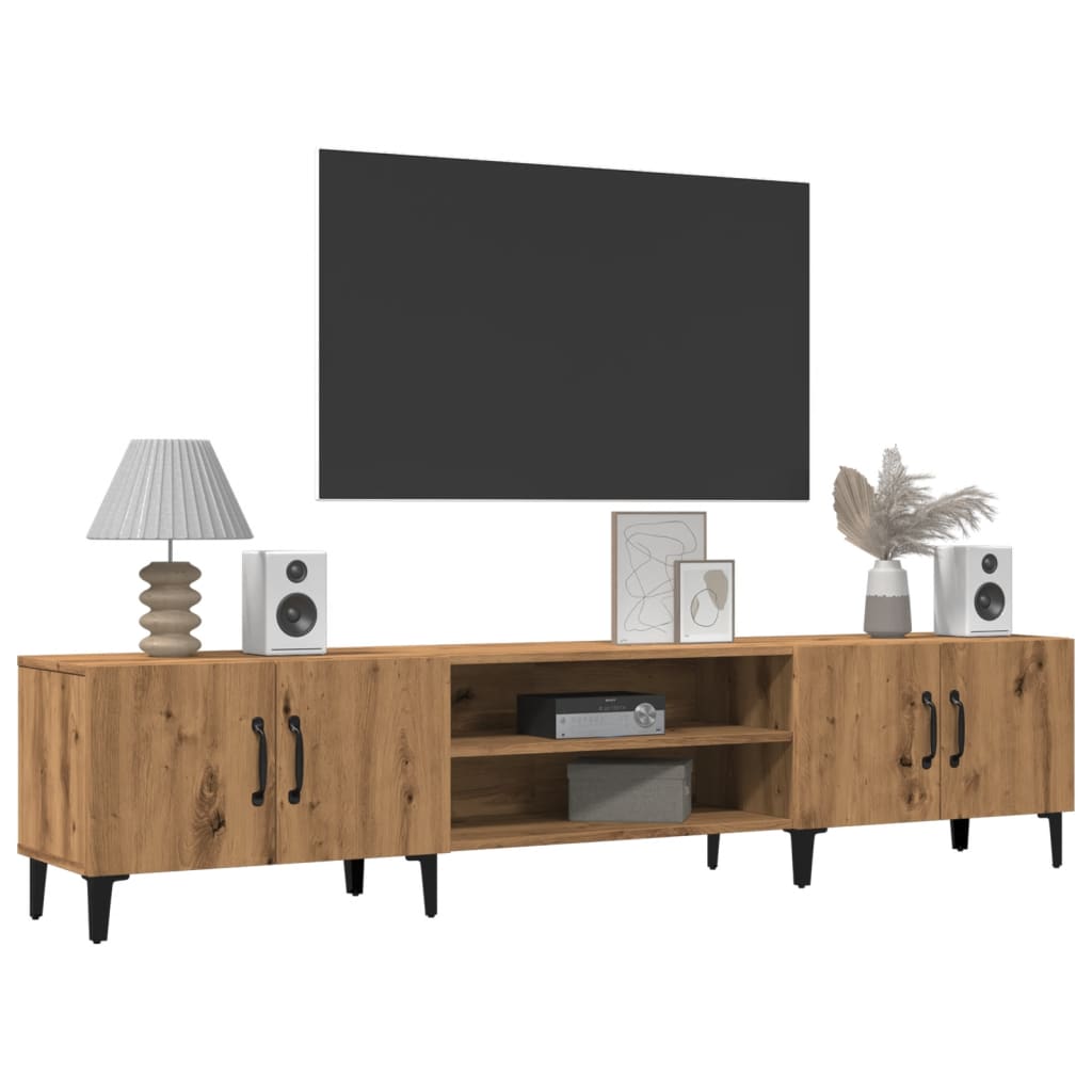 vidaXL Tv-meubel 180x31,5x40 cm bewerkt hout artisanaal eikenkleurig