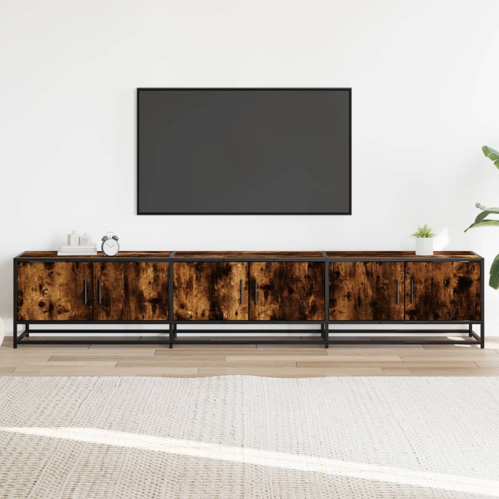 vidaXL Tv-meubel 210x35x41 cm bewerkt hout gerookt eikenkleurig