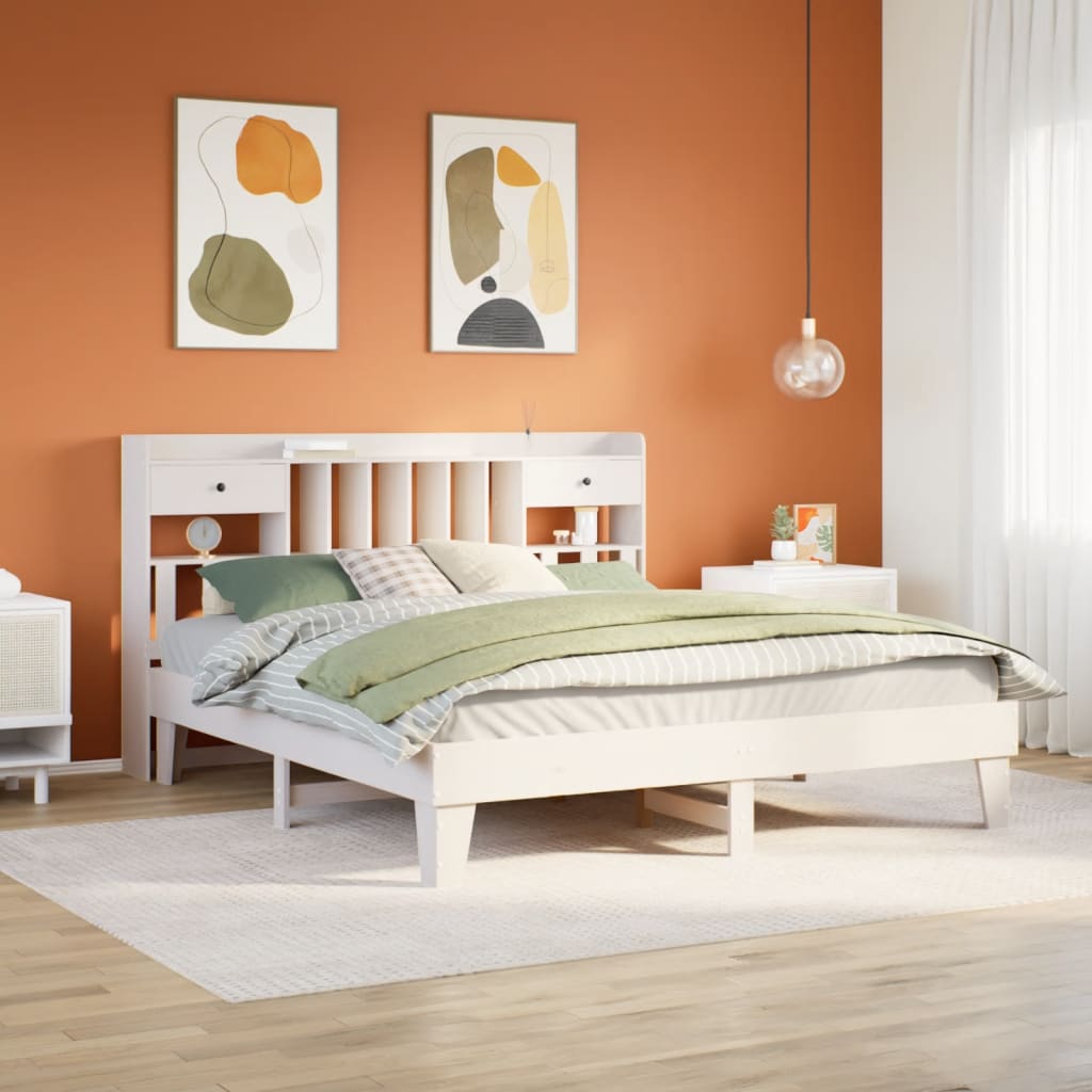 VidaXL Bedframe zonder matras massief grenenhout wit 180x200 cm