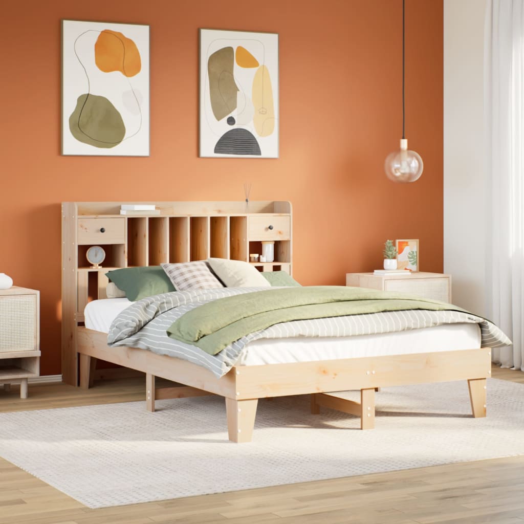 VidaXL Bedframe zonder matras massief grenenhout 140x190 cm