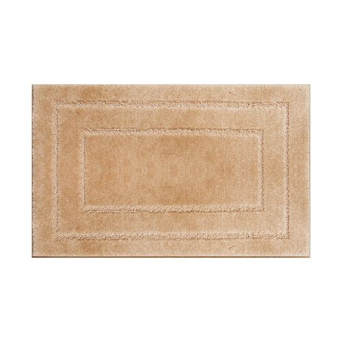 Muratap Badmat - Soft Fluffy - Beige - Rechthoek Motief - 80x50 Cm - Hoogpolig - Anti Slip Toiletmat