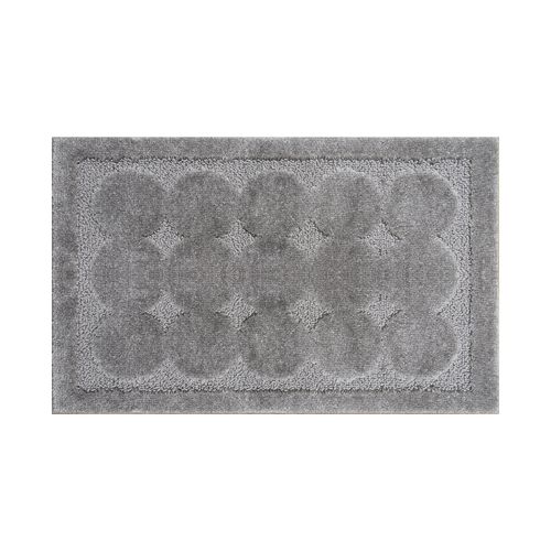 Muratap Badmat - Soft Fluffy - Grijs - Cirkel Motief - 80x50 Cm - Hoogpolig - Anti Slip Toiletmat