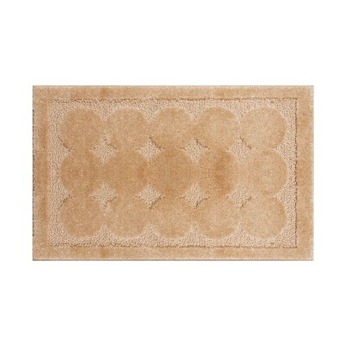 Muratap Badmat - Soft Fluffy - Beige - Cirkel Motief - 80x50 Cm - Hoogpolig - Anti Slip Toiletmat