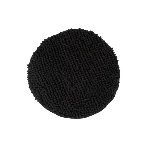 Muratap Badmat - Fluffy Badmat - Zwart - 55 Cm - Rond - Hoogpolig - Badkamer Tapijt