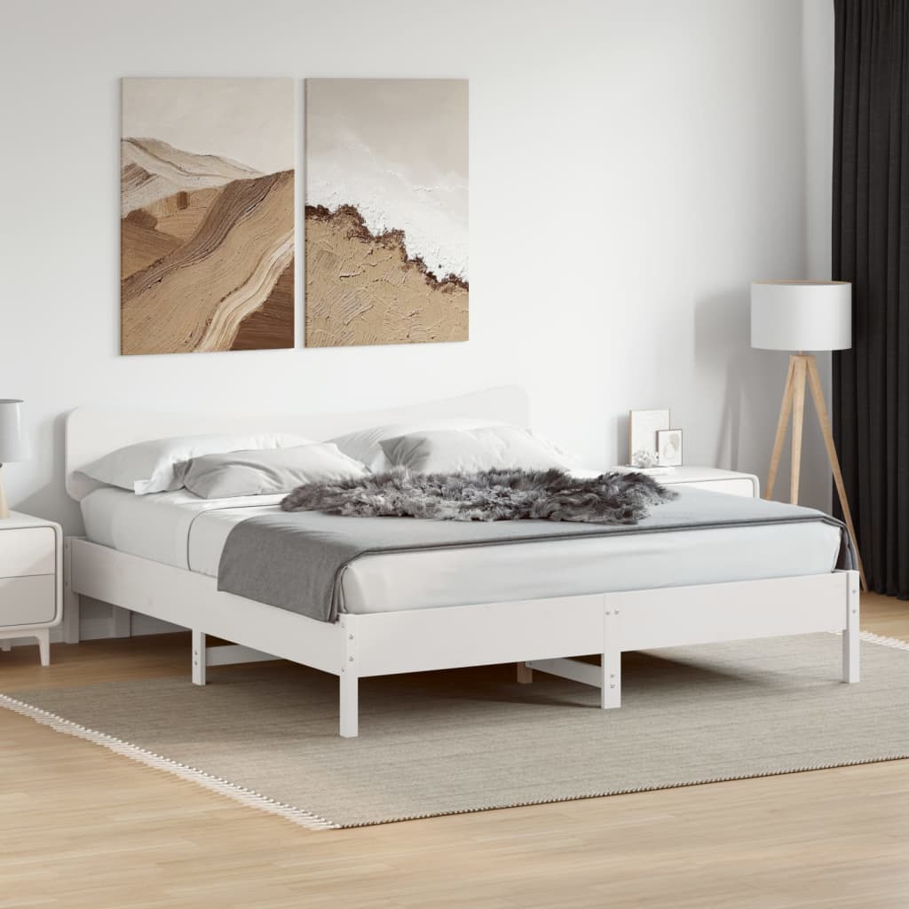 VidaXL Bedframe zonder matras massief grenenhout wit 180x200 cm