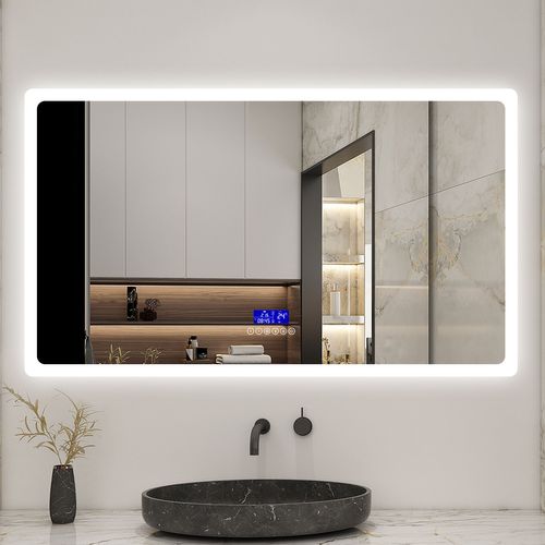 AICA SANITAIRE Aica Led Spiegel 160x80cm Met Bluetooth, Klok, Driekleur