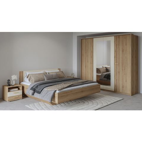 Home affaire Slaapkamerserie Bitry, Set 4-St (Bed 180 cm, 2xNako, draaideurkast)