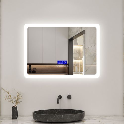 AICA SANITAIRE Aica Led Spiegel 70x50cm Met Bluetooth, Klok, Tricolour