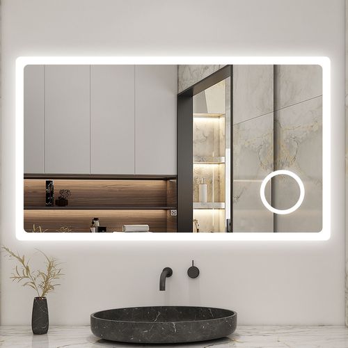 AICA SANITAIRE Aica Miroir Led 140x80cm Tricolore Met Loep + Dimbaar