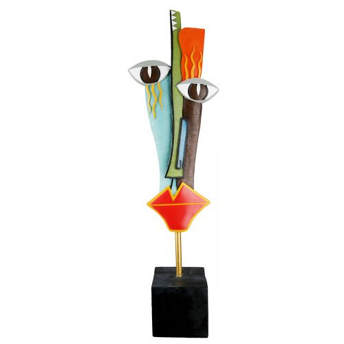 Gilde sculptuur Face Delaunay kunsthars en metaal 64 cm