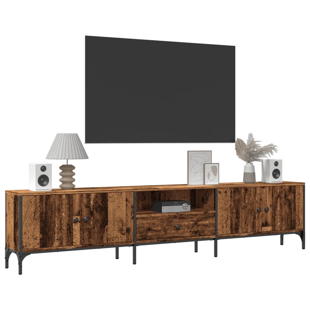 vidaXL Tv-meubel met lade 200x25x44 cm bewerkt hout oud houtkleurig