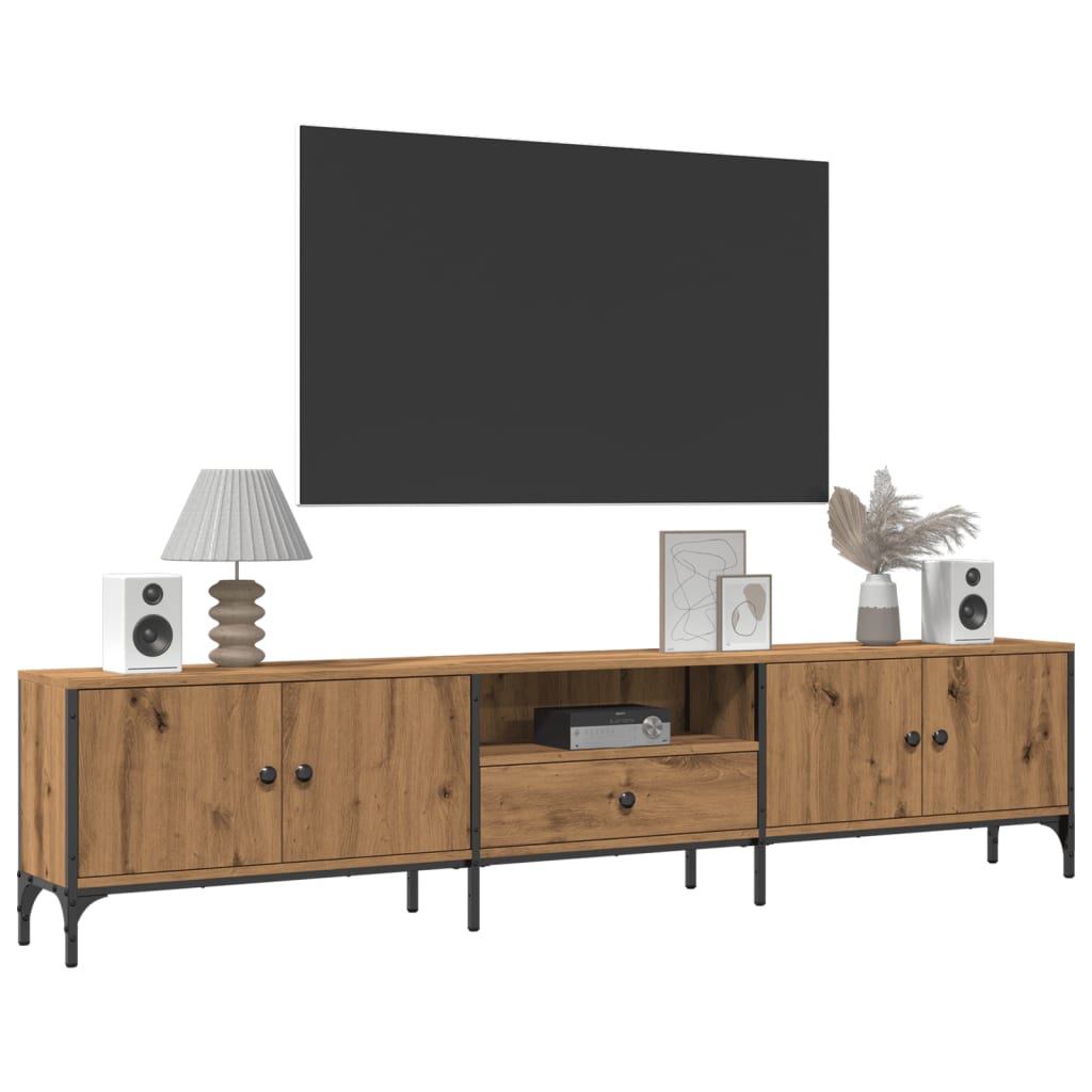 vidaXL Tv-meubel met lade 200x25x44 cm bewerkt hout artisanaal eiken