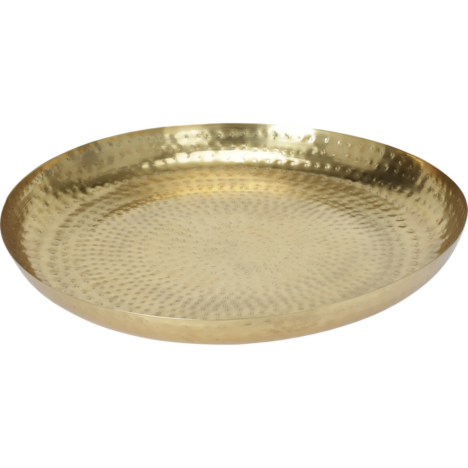 Home & Styling Dienblad/serveer plateau - Dia cm - gehamerd metaal - metallic goud -