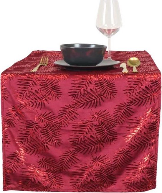 Unique Living Tafelloper sid l150b45 cm rood - 