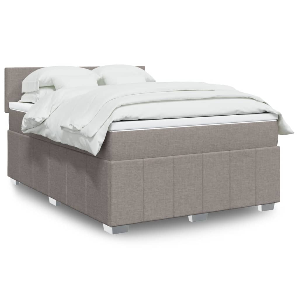 VidaXL Boxspring met matras stof taupe 160x200 cm