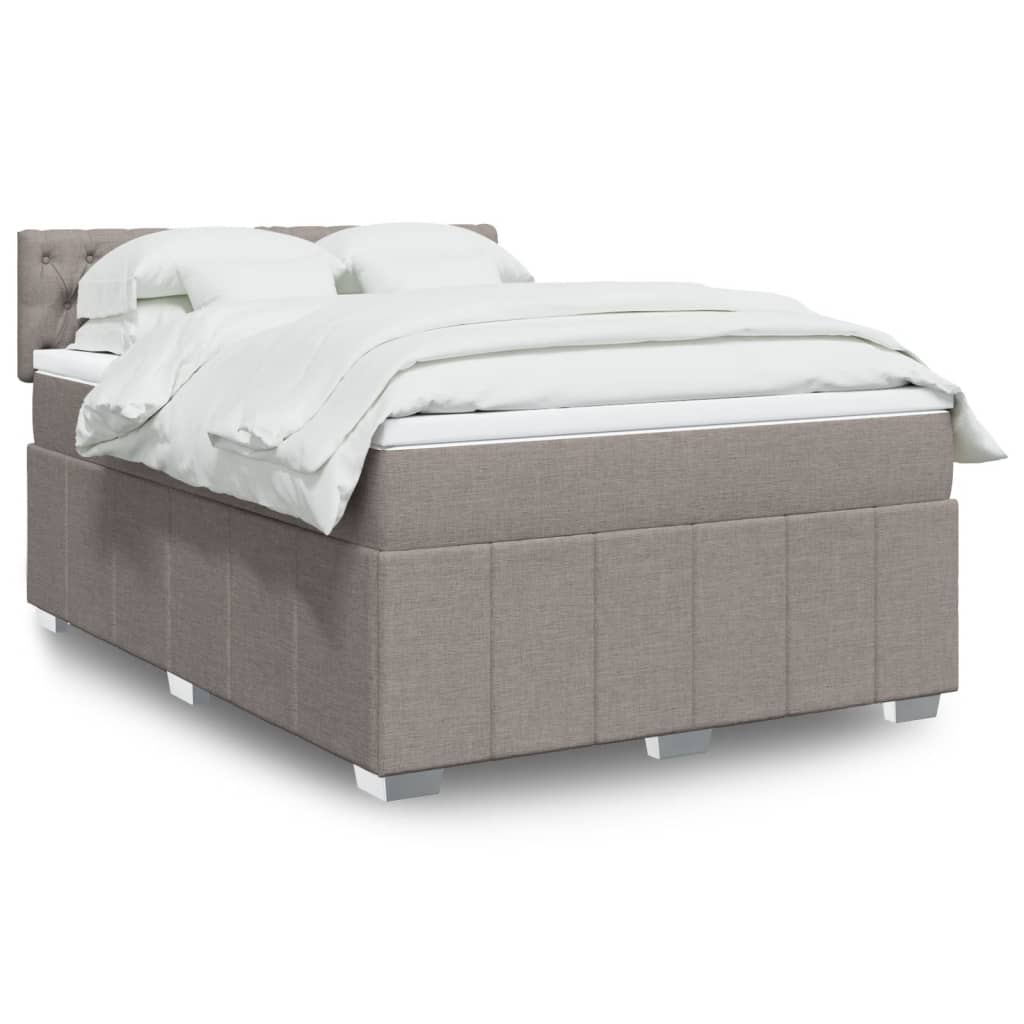 VidaXL Boxspring met matras stof taupe 160x200 cm