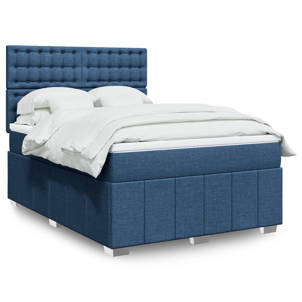 VidaXL Boxspring met matras stof blauw 160x200 cm