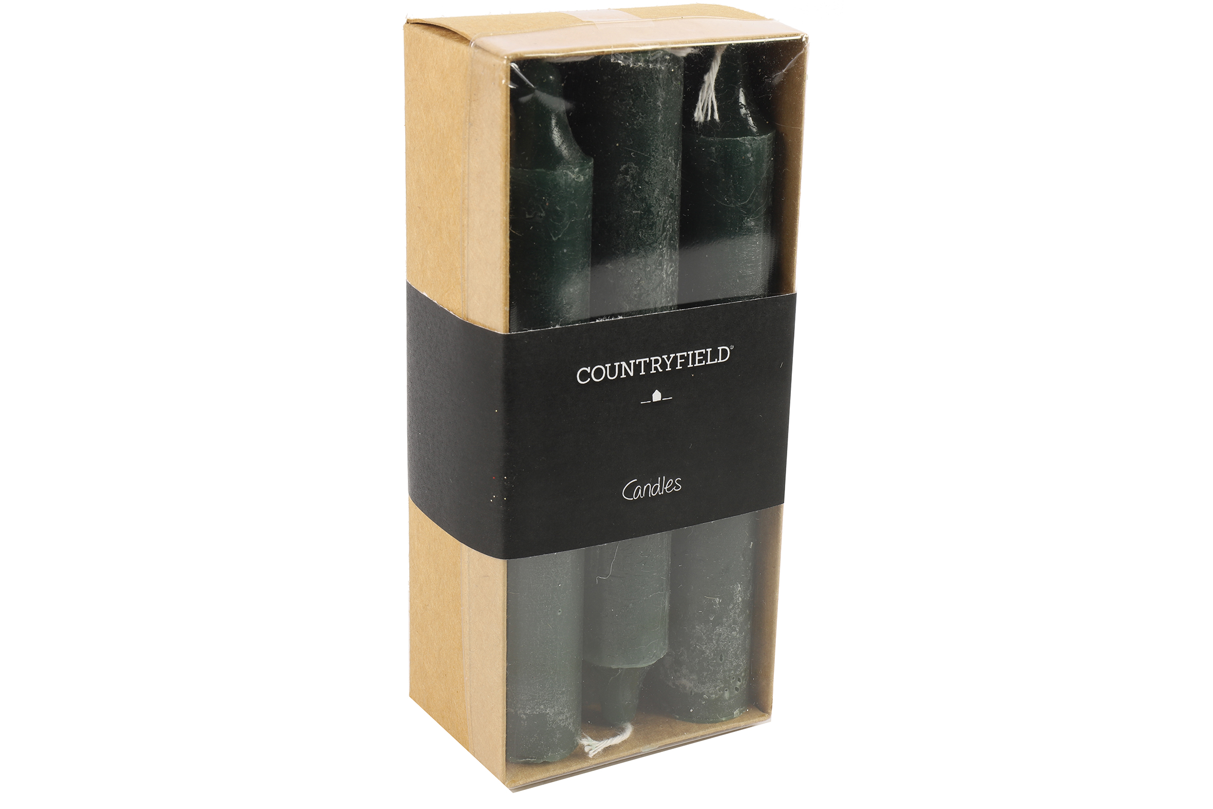 Countryfield Kaars dia. 2 cm, hoogte: 14 cm Vela 6 stuks donkergroen - 