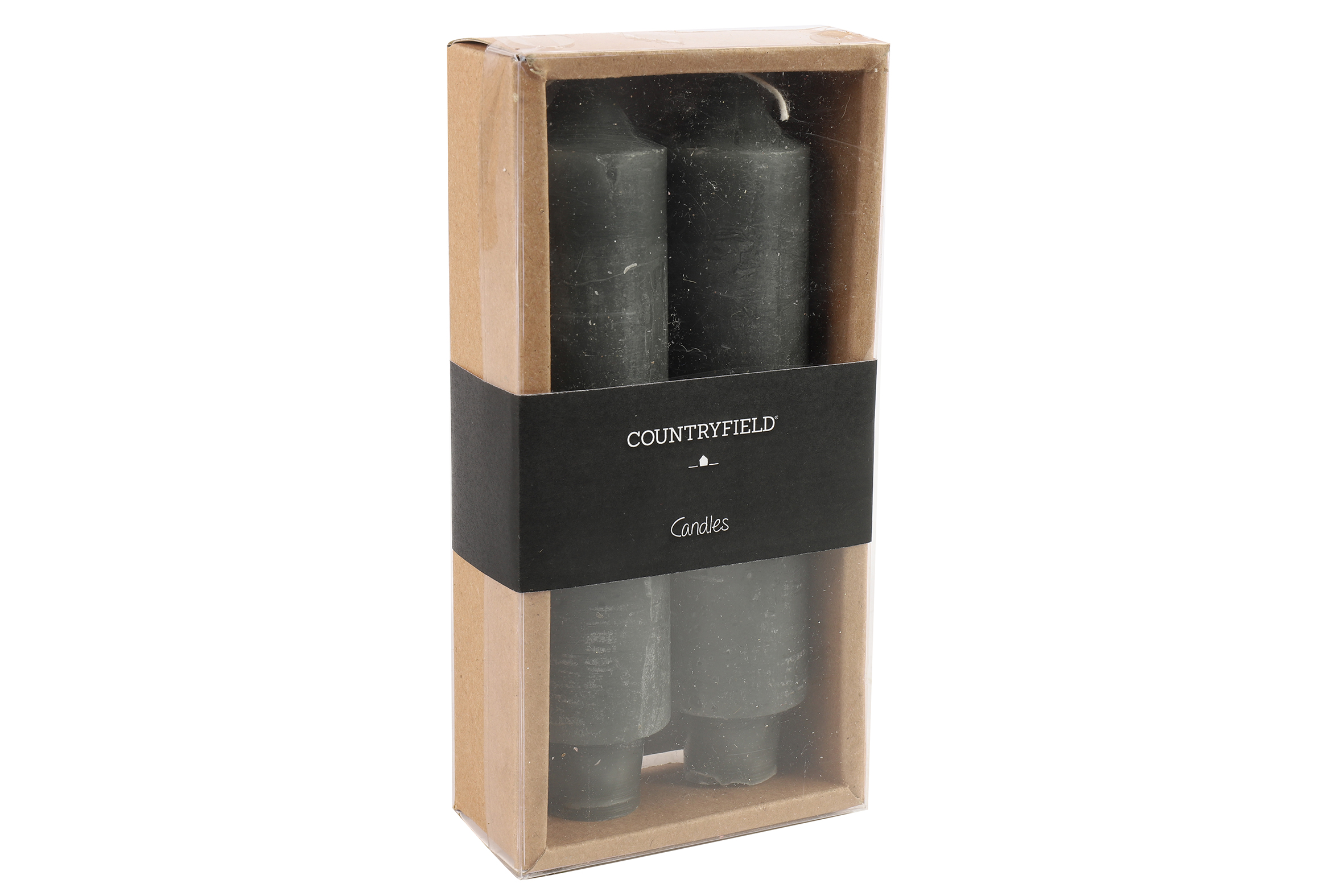 Countryfield Kaars dia. 3,5 cm, hoogte: 15,5 cm Vela 2 stuks grijs - 