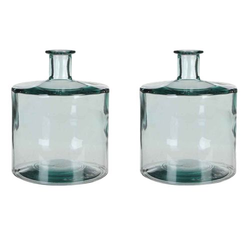 Mica Decorations Guan Fles Vaas - H26 X Ø21 Cm - Glas - Set Van 2 - Transparant