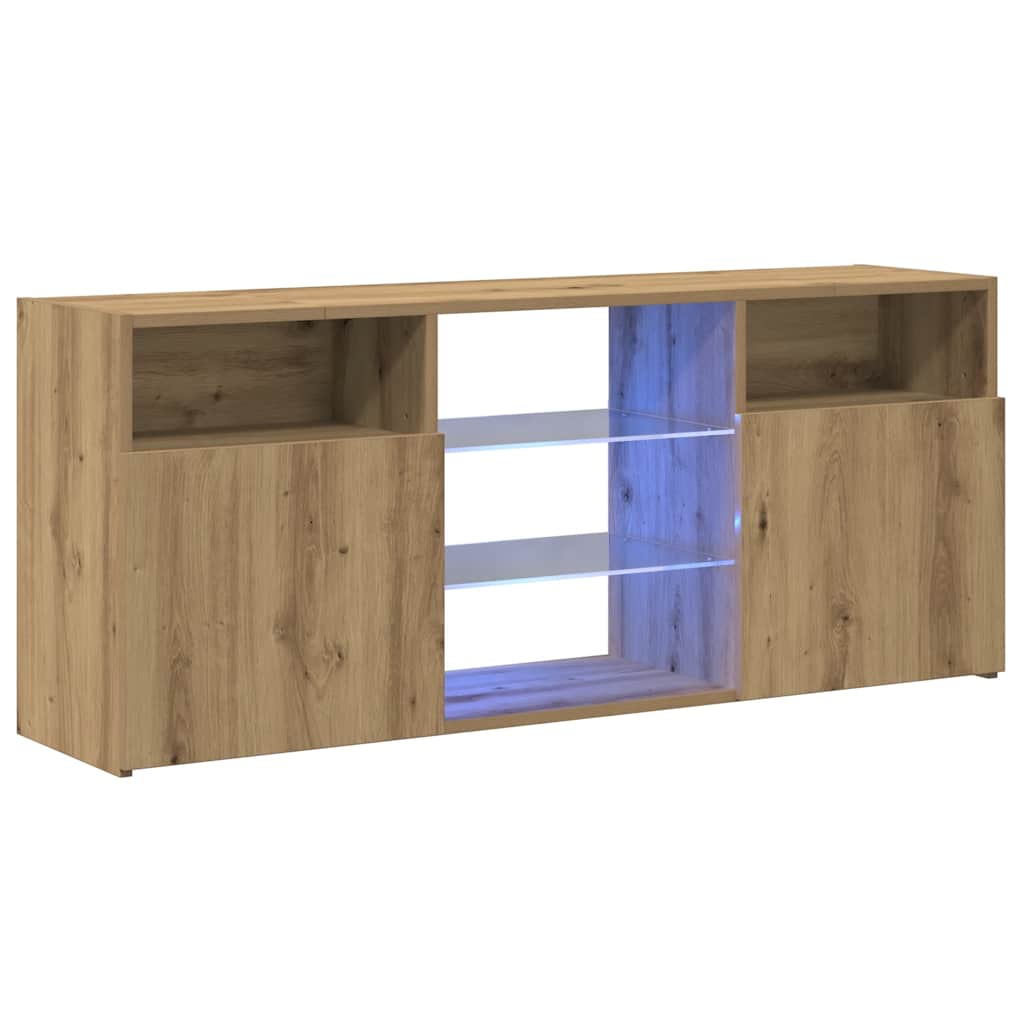 vidaXL Tv-meubel met LED 120x30x50 cm bewerkt hout artisanaal eiken