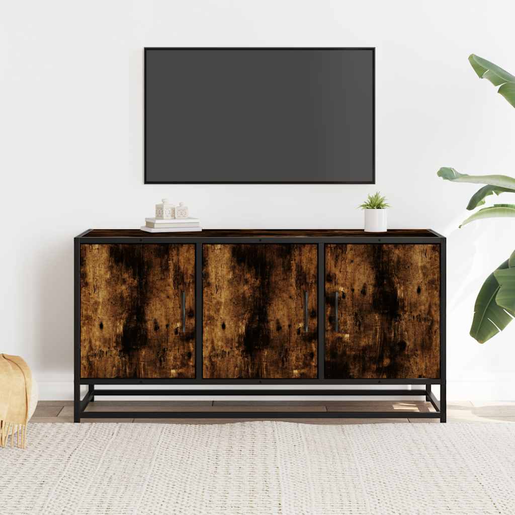 vidaXL Tv-meubel 100x35x50 cm bewerkt hout metaal gerookt eikenkleurig