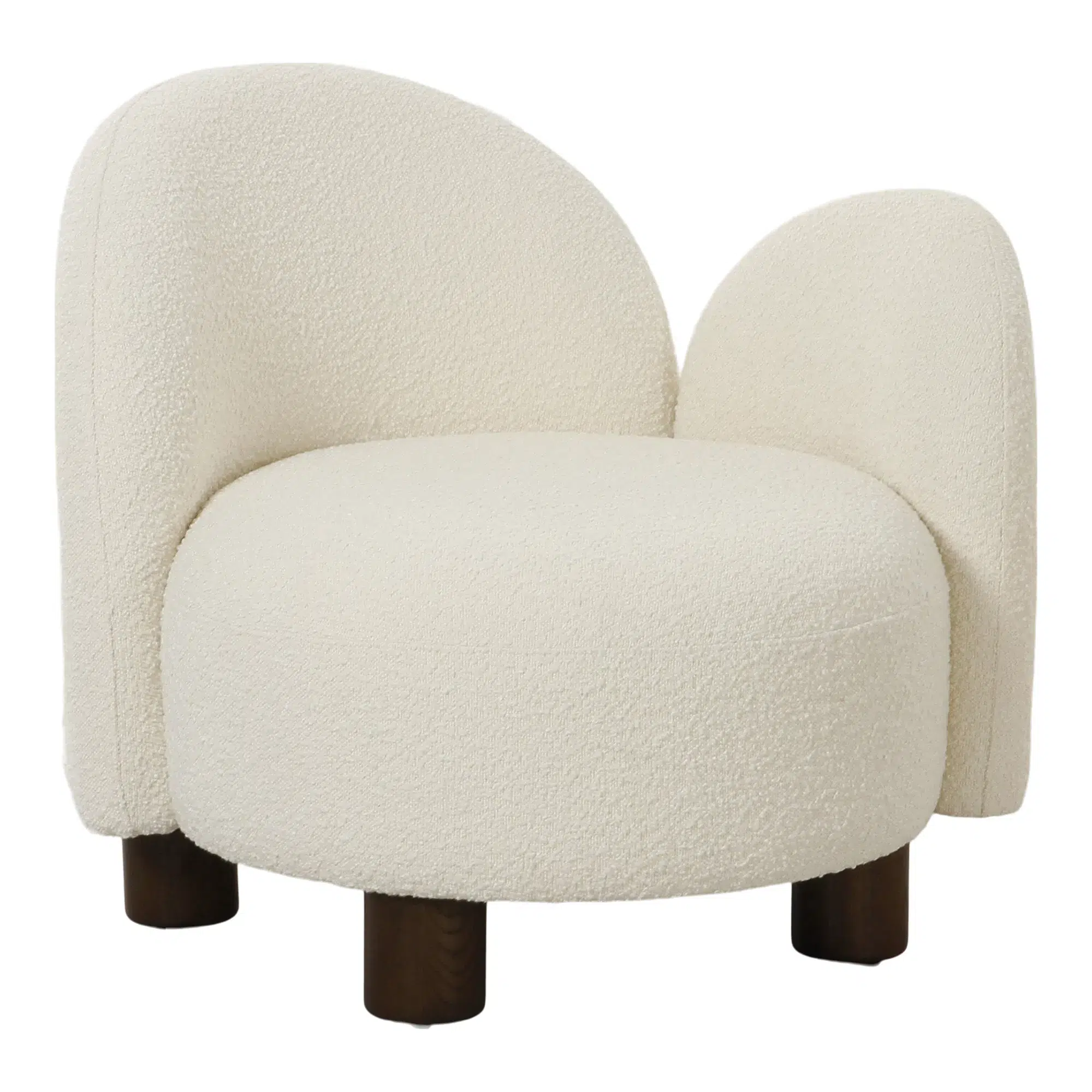 QUVIO Fauteuil - Wit - Rond - Bouclé