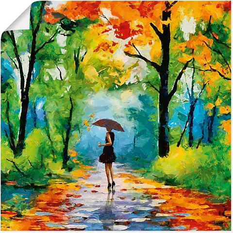 Artland Artprint Herfstige wandeling in het park als artprint van aluminium, artprint voor buiten, artprint op linnen, poster, muursticker