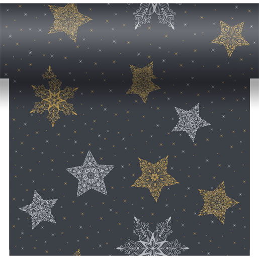 Duni 3-in-1 Snowstars Black 40x480cm