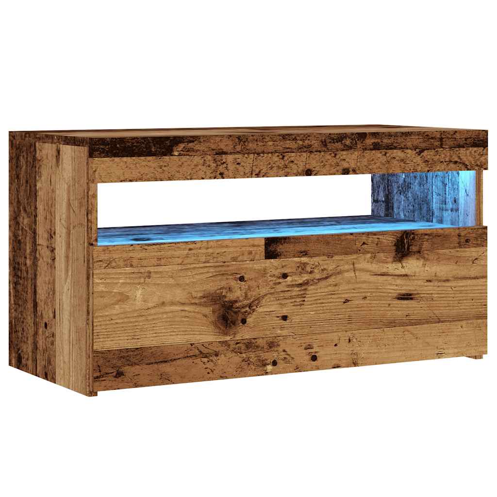 vidaXL Tv-meubel met LED 75x35x40 cm bewerkt hout oud hout