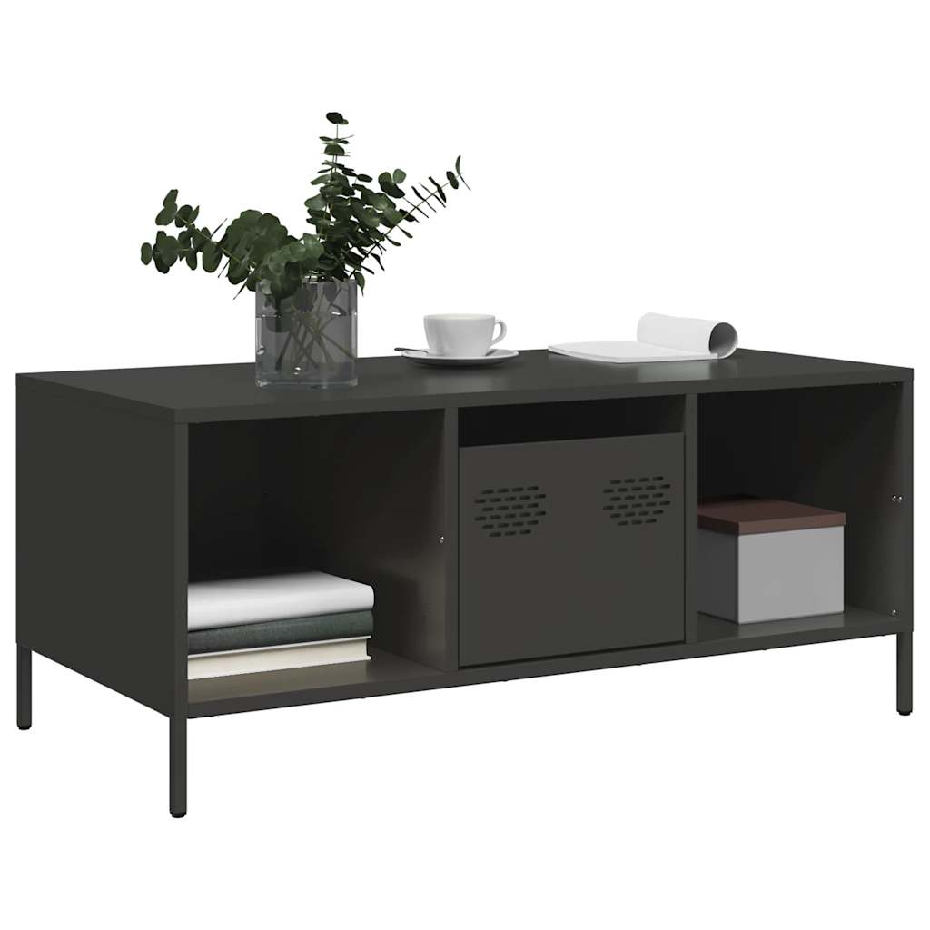 vidaXL Salontafel 101,5x50x43,5 cm koudgewalst staal zwart