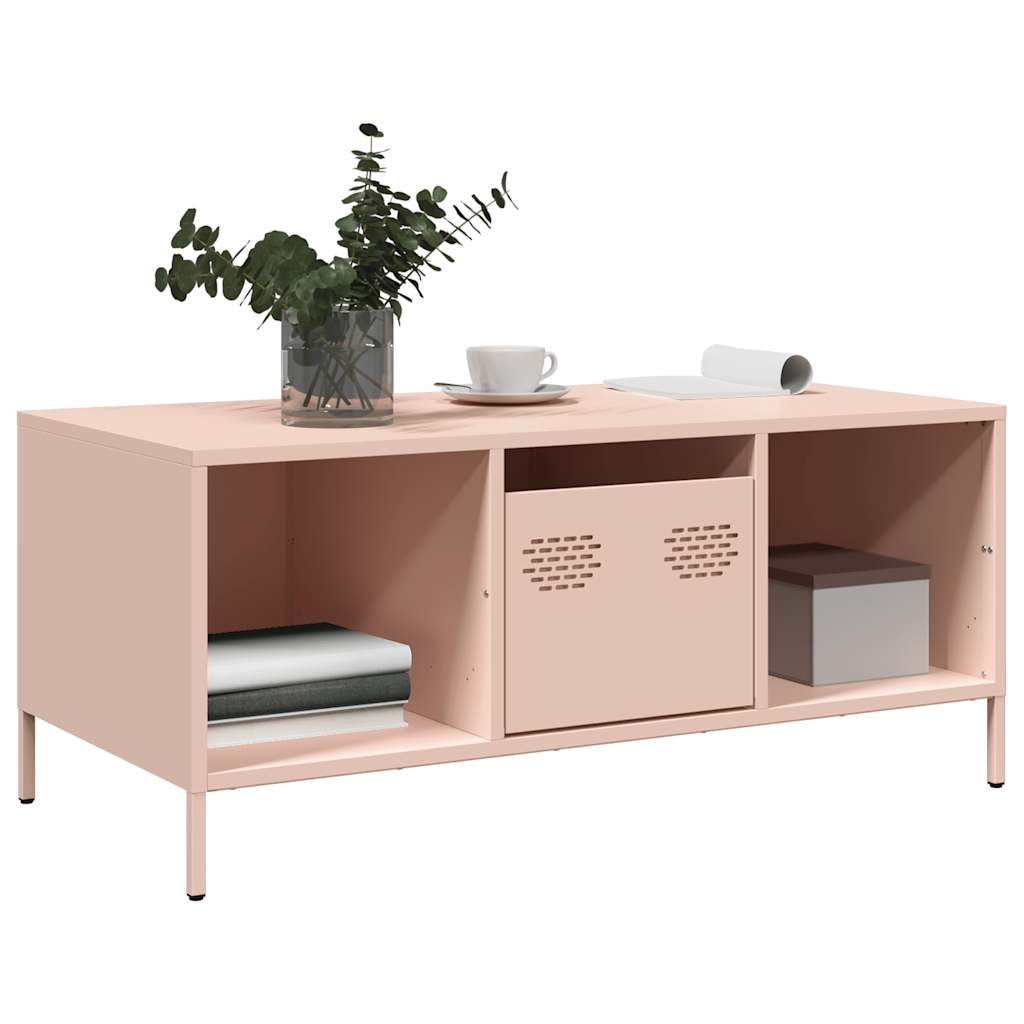 vidaXL Salontafel 101,5x50x43,5 cm koudgewalst staal roze