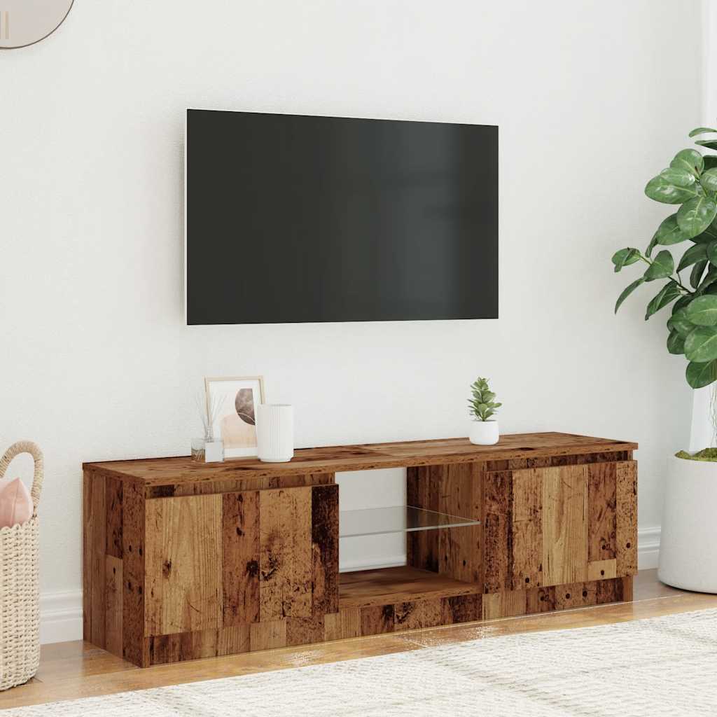 vidaXL Tv-meubel met LED 120x30x36 cm bewerkt hout oud hout