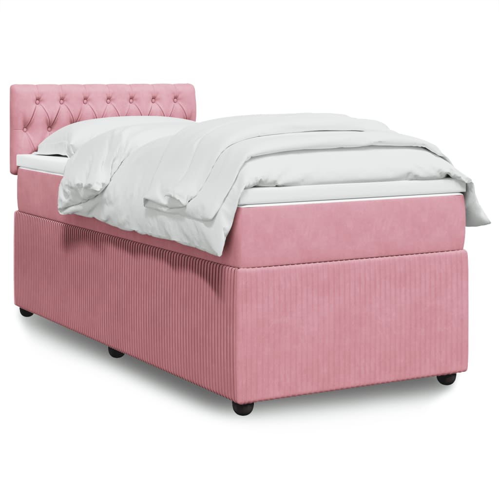 VidaXL Boxspring met matras fluweel roze 80x200 cm