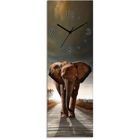 Artland Wandklok Een olifant loopt op de weg optioneel verkrijgbaar met kwarts- of radiografisch uurwerk, geruisloos zonder tikkend geluid