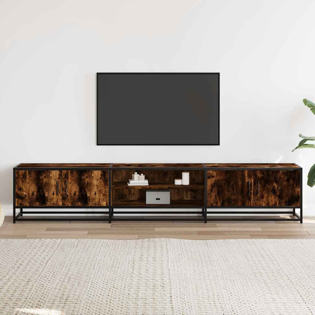 vidaXL Tv-meubel 210x35x41 cm bewerkt hout gerookt eikenkleurig