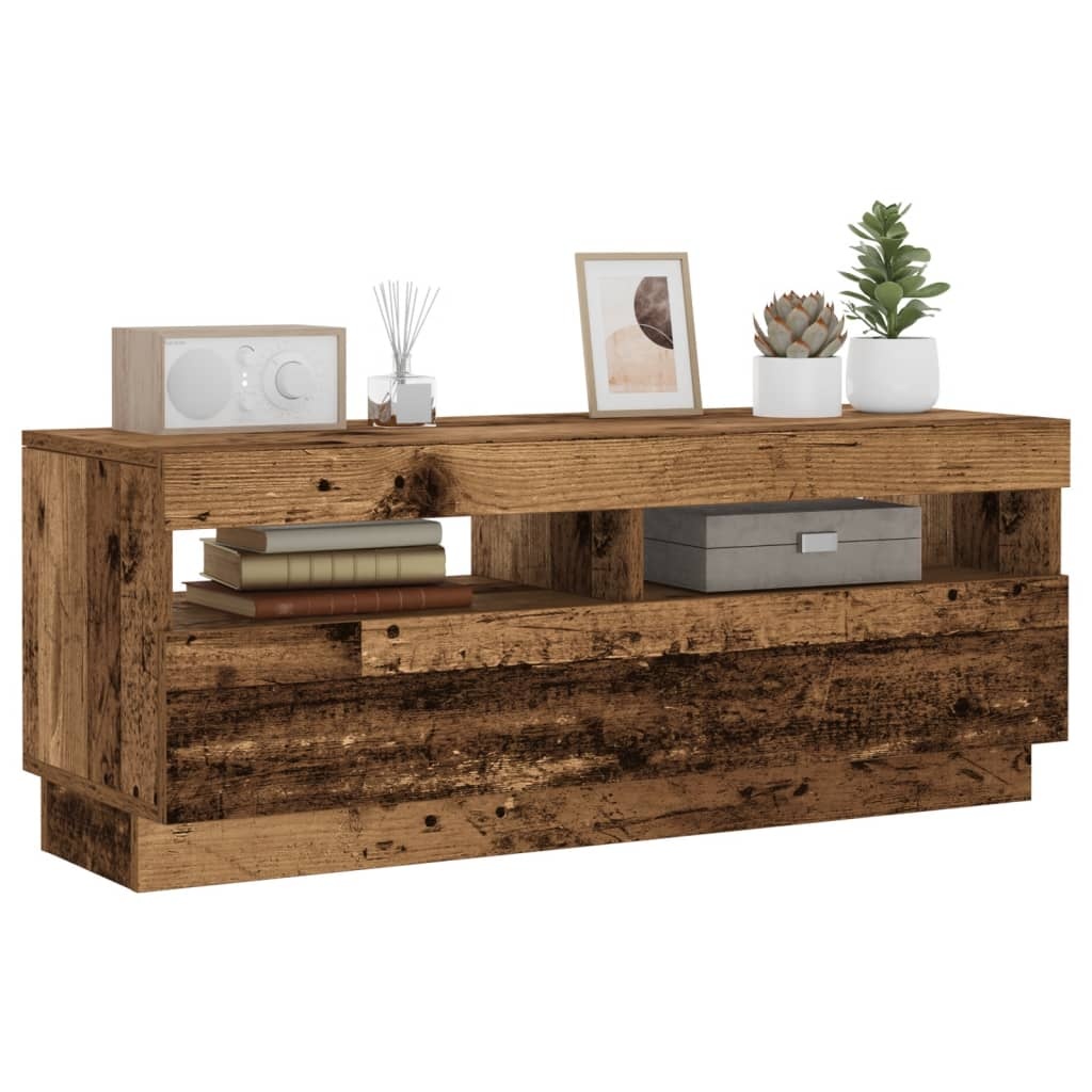 VidaXL Tv-meubel met LED 100x35x40 cm bewerkt hout oud hout